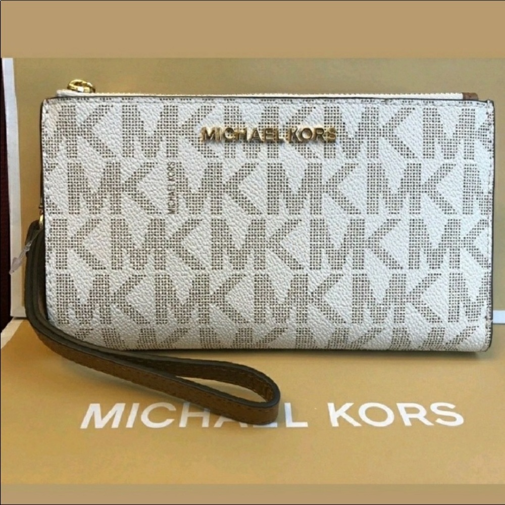 Double zip wallet michael kors clutch wristlet mk